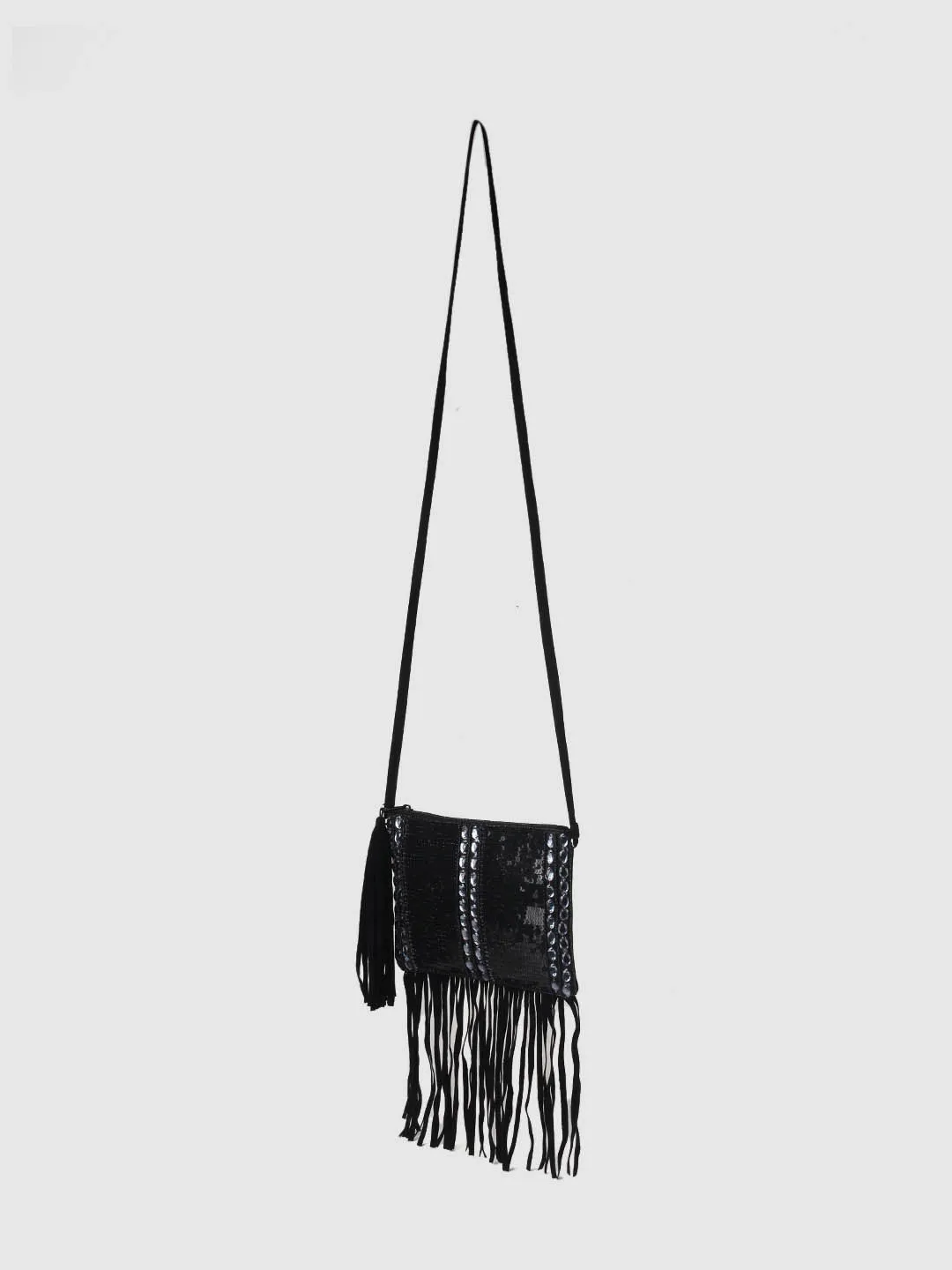 Embellished Clutch with Fringes