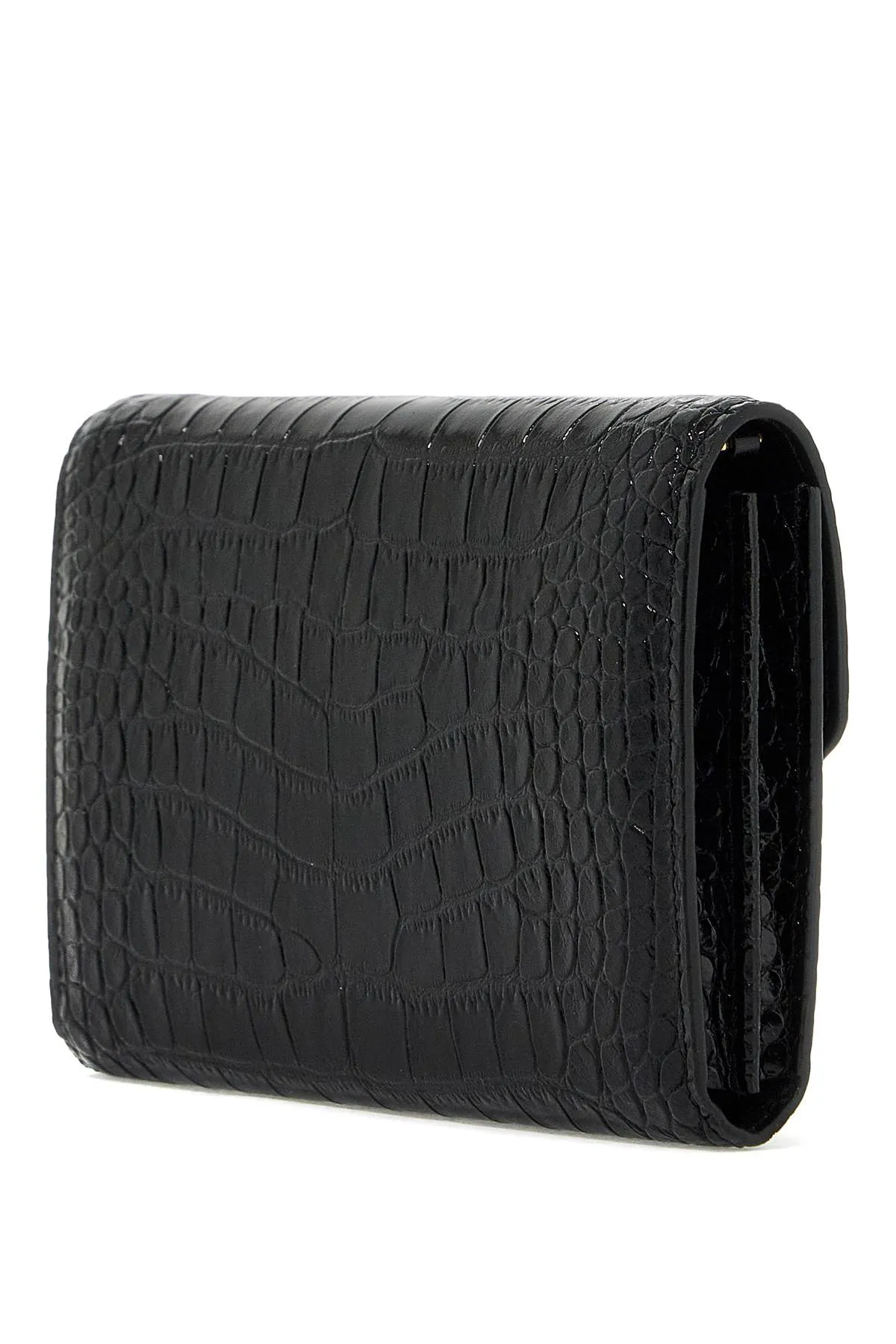 embossed crocodile leather mini clutch S0457 LCL395X BLACK