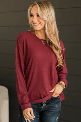 Express It All Knit Pullover Top- Burgundy