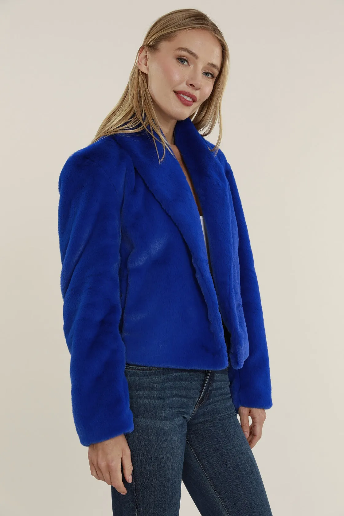 Faux Fur Shawl Collar Jacket