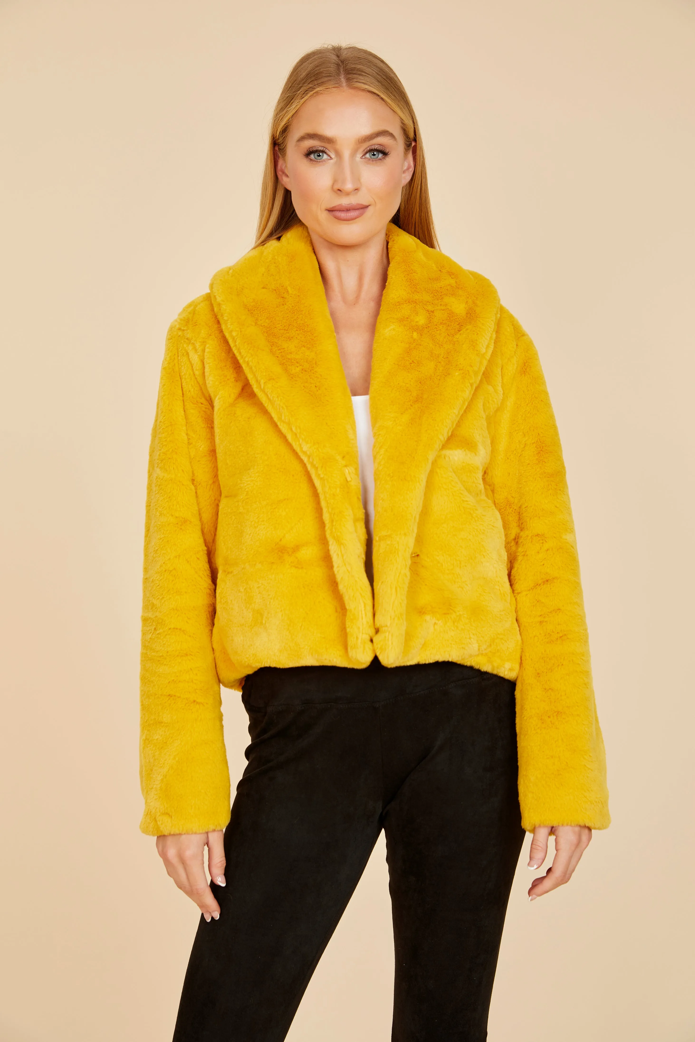 Faux Fur Shawl Collar Jacket