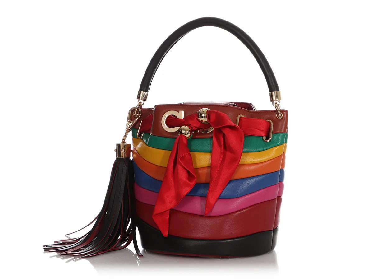 Ferragamo Rainbow Stripe Solaria Bucket Bag