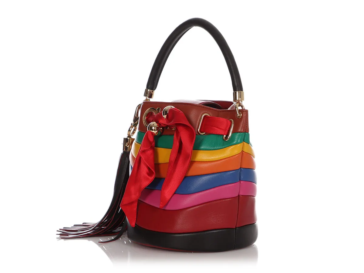 Ferragamo Rainbow Stripe Solaria Bucket Bag