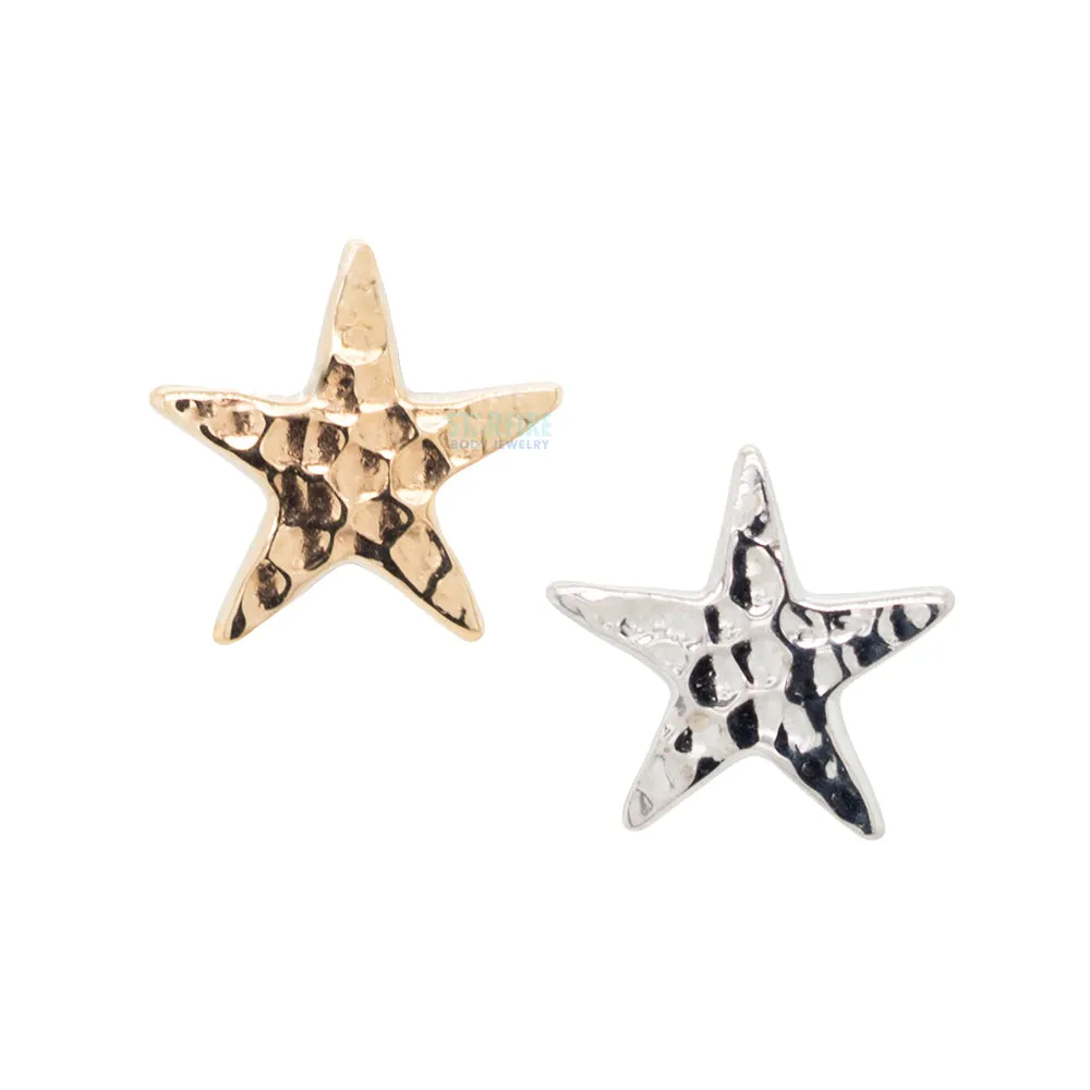 Flat Star Threaded End HAMMERED FINISH in Gold