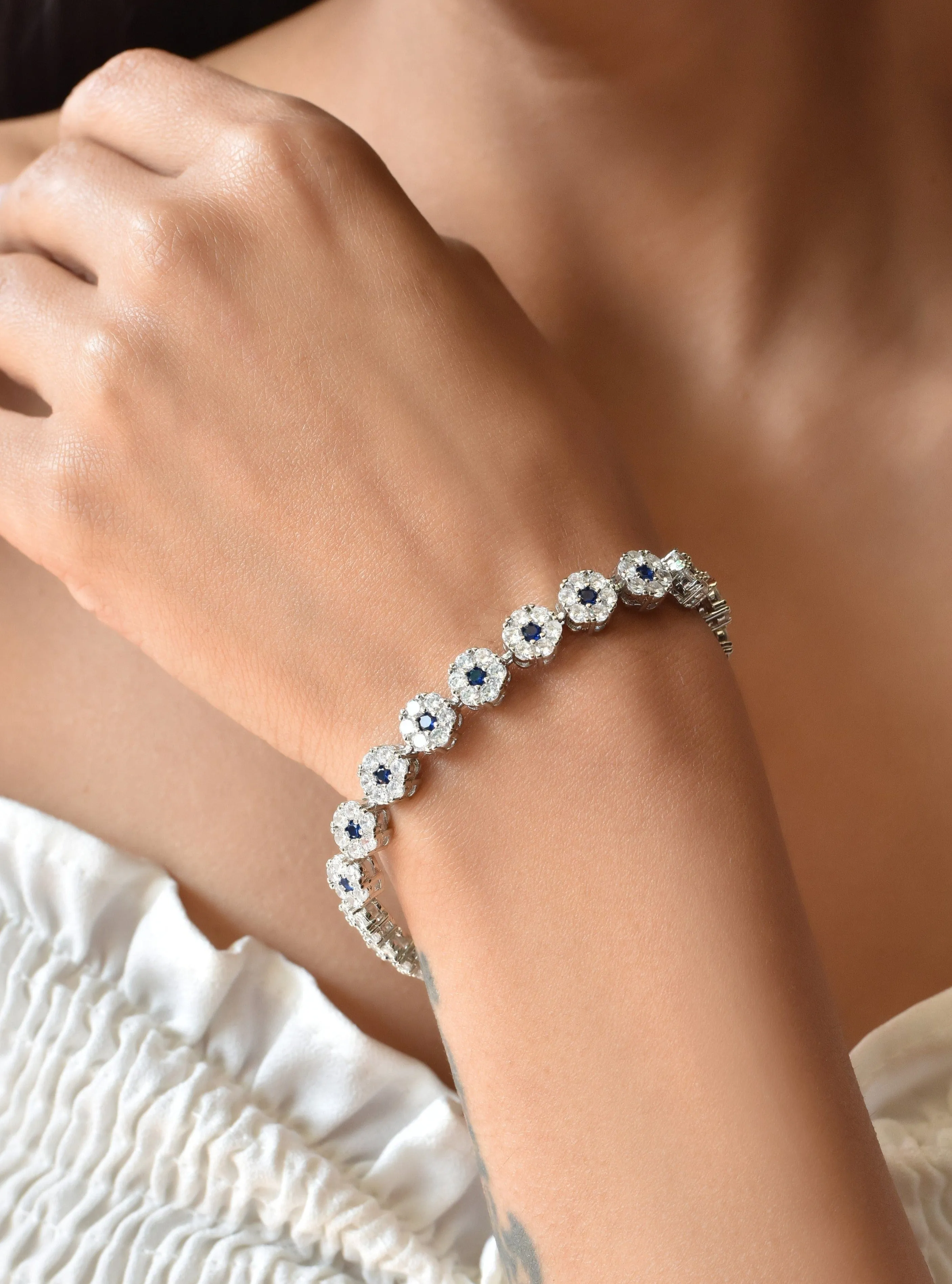 Floral Zirconia Tennis Bracelet