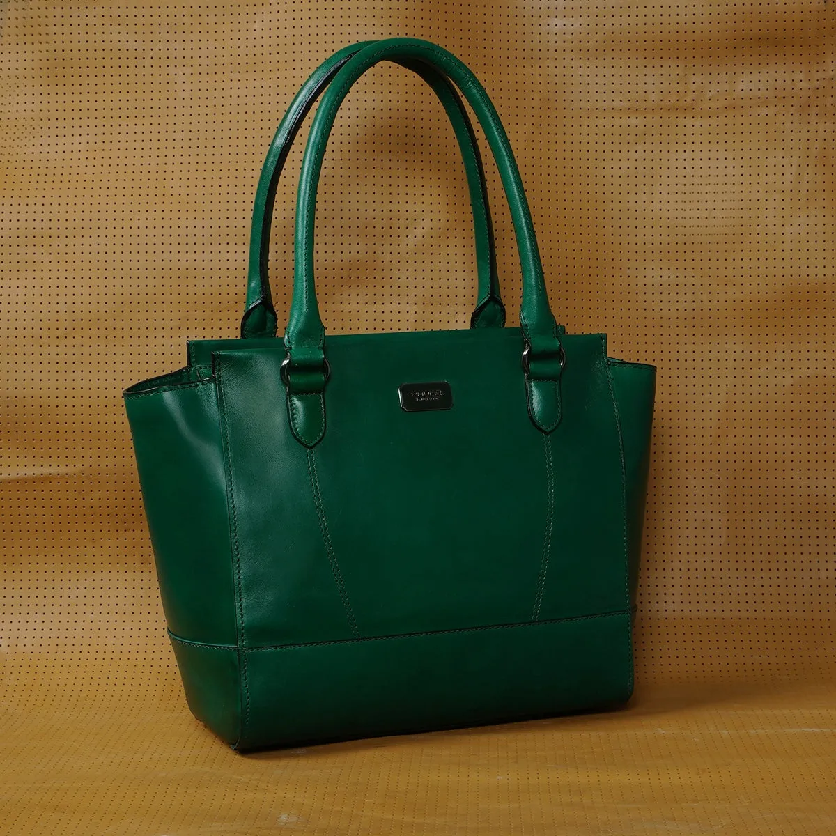 Forest Green Full Grain Leather Medium Satchel Hand Bag By Brune & Bareskin