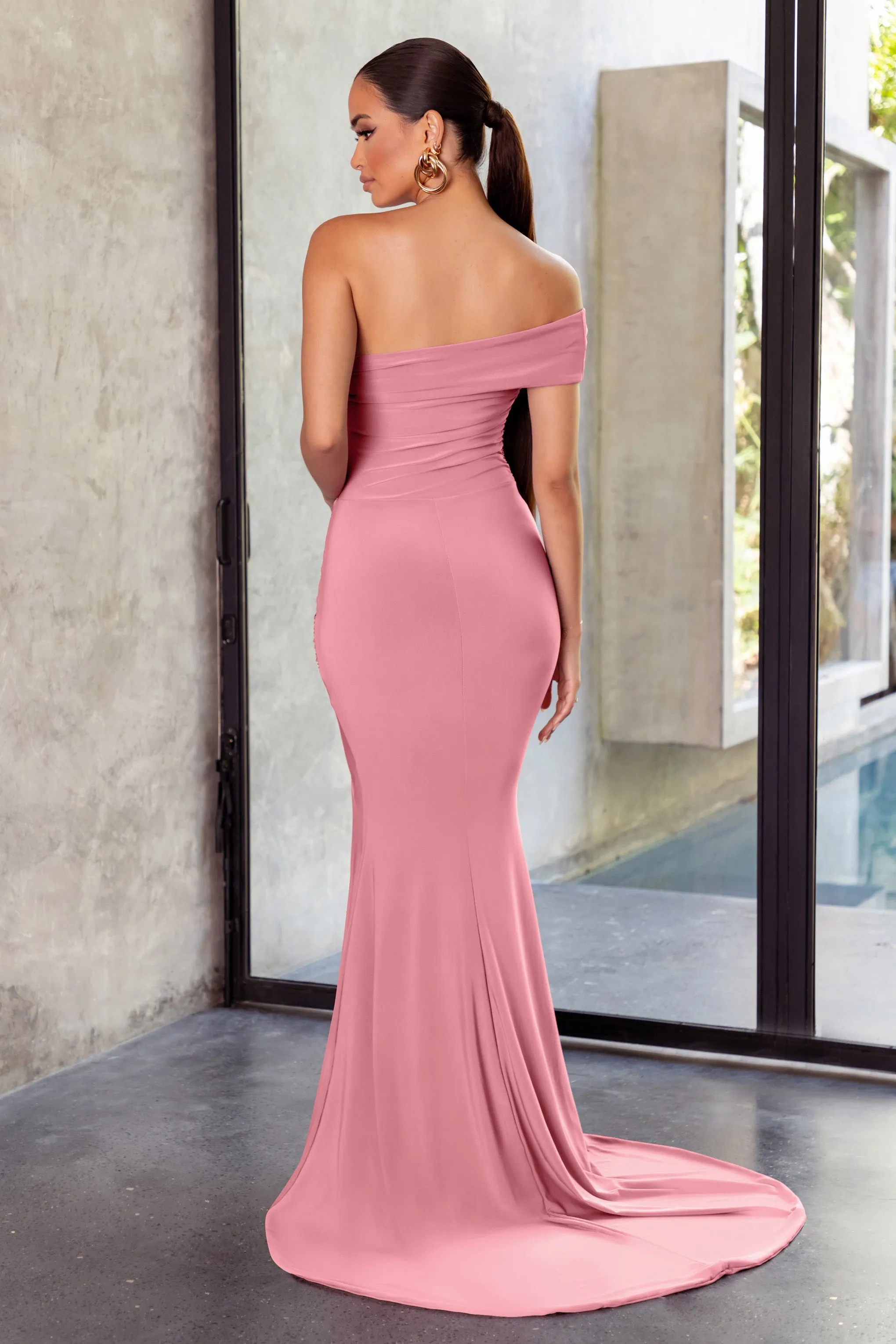 Forever & Always | Blush Pink One Shoulder Fishtail Maxi Dress