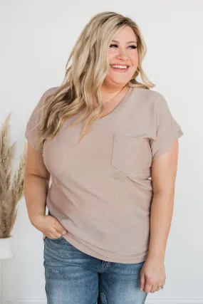 Free To Shine V-Neck Pocket Top- Champagne