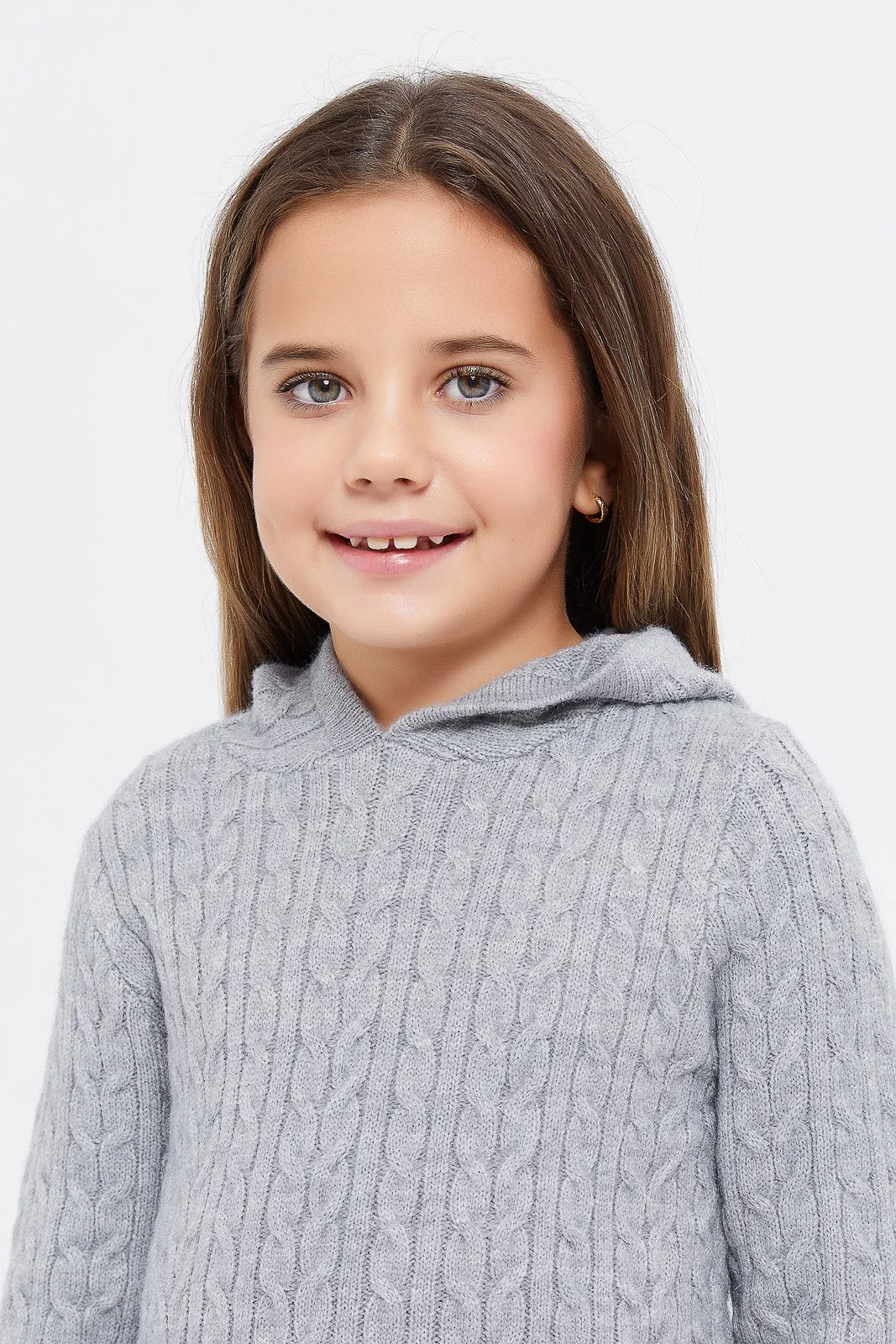 Girls Grey Hooded Pullover