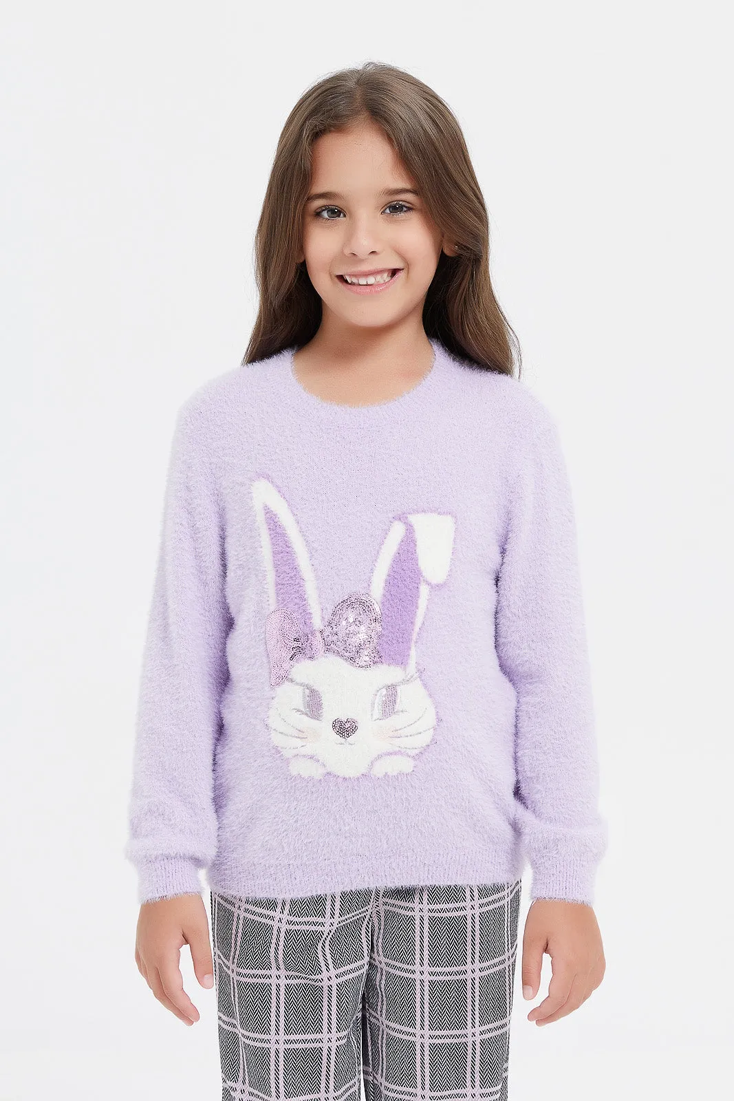 Girls Lilac Bunny Pullover