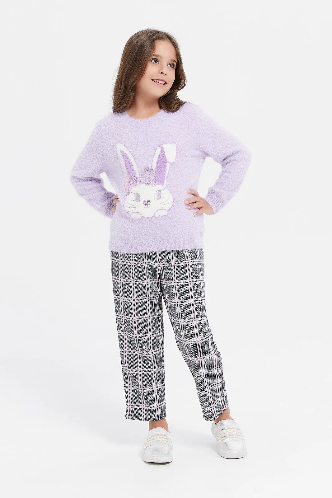 Girls Lilac Bunny Pullover