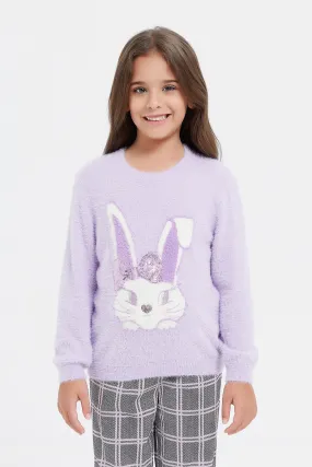 Girls Lilac Bunny Pullover