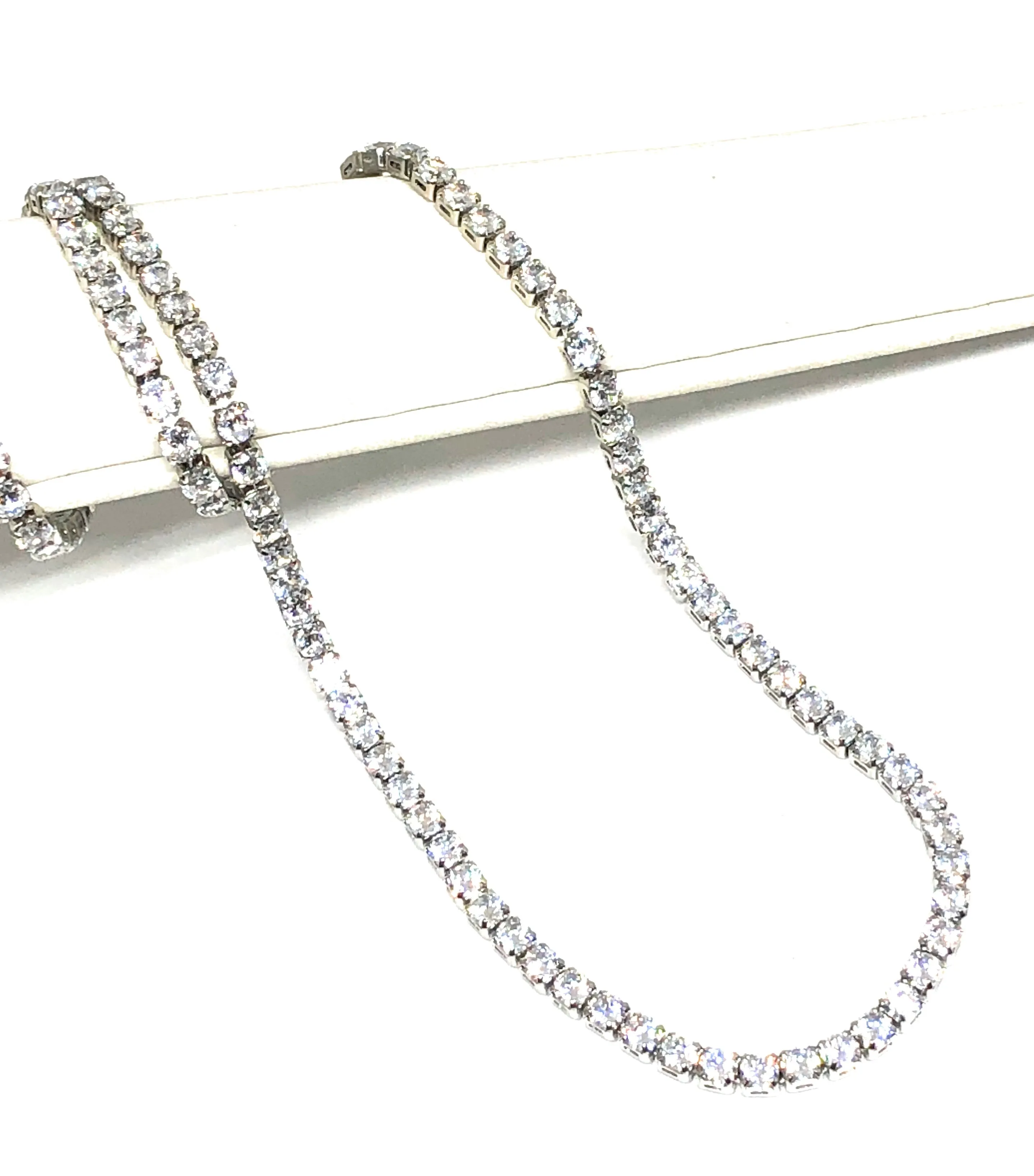 Gold Plated (White) Cubic Zirconia Tennis Chain 18 inch 3mm