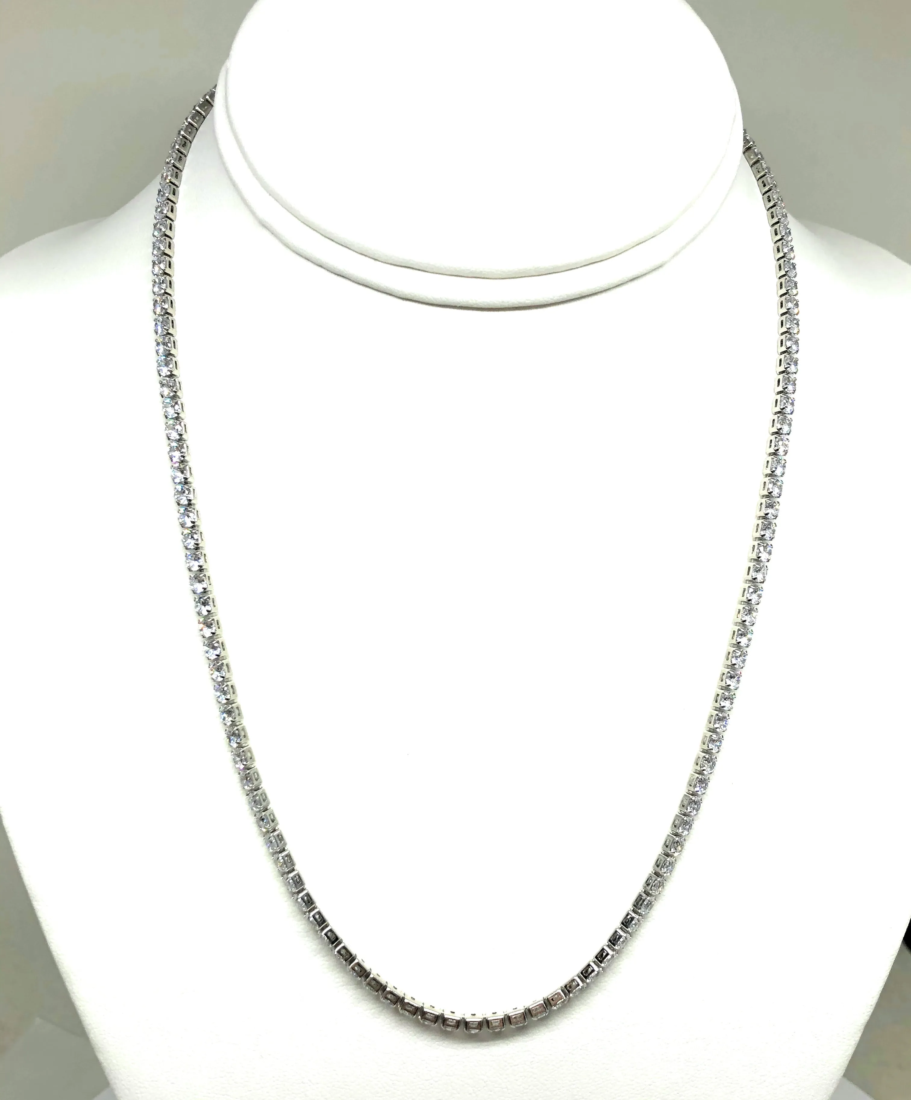 Gold Plated (White) Cubic Zirconia Tennis Chain 18 inch 3mm