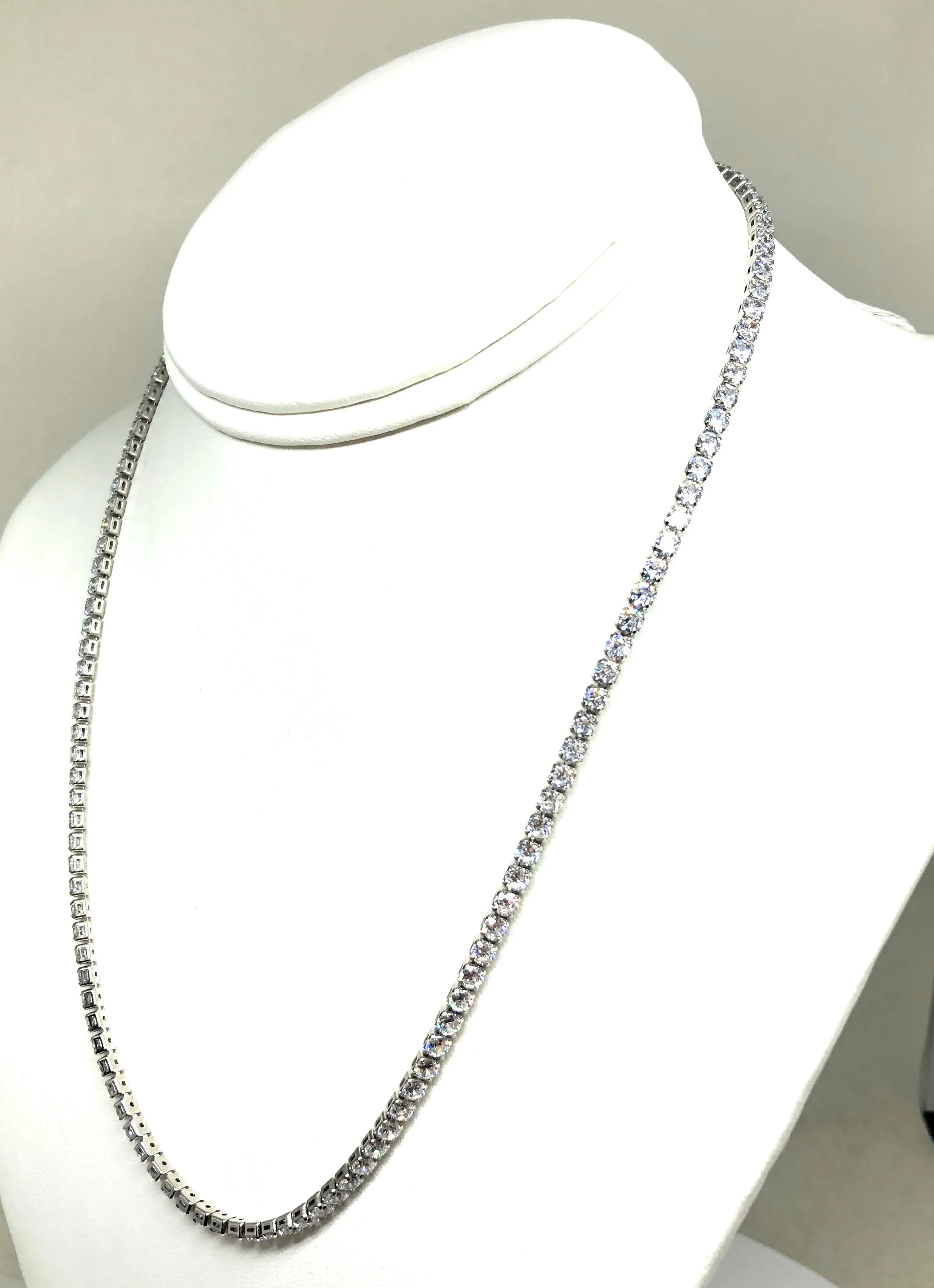 Gold Plated (White) Cubic Zirconia Tennis Chain 18 inch 3mm