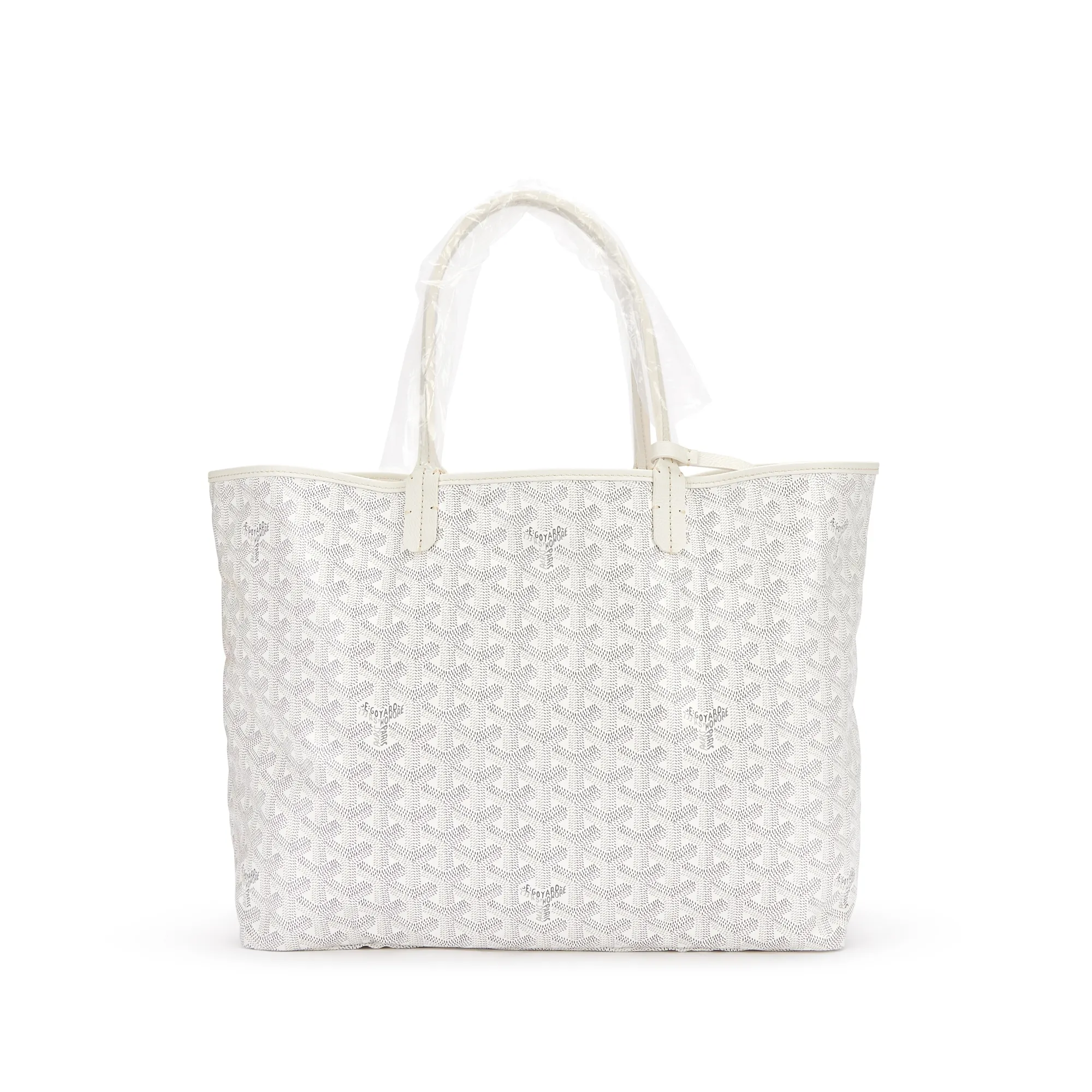 Goyard White Goyardine Canvas and Chevroches Calfskin Saint Louis PM Tote