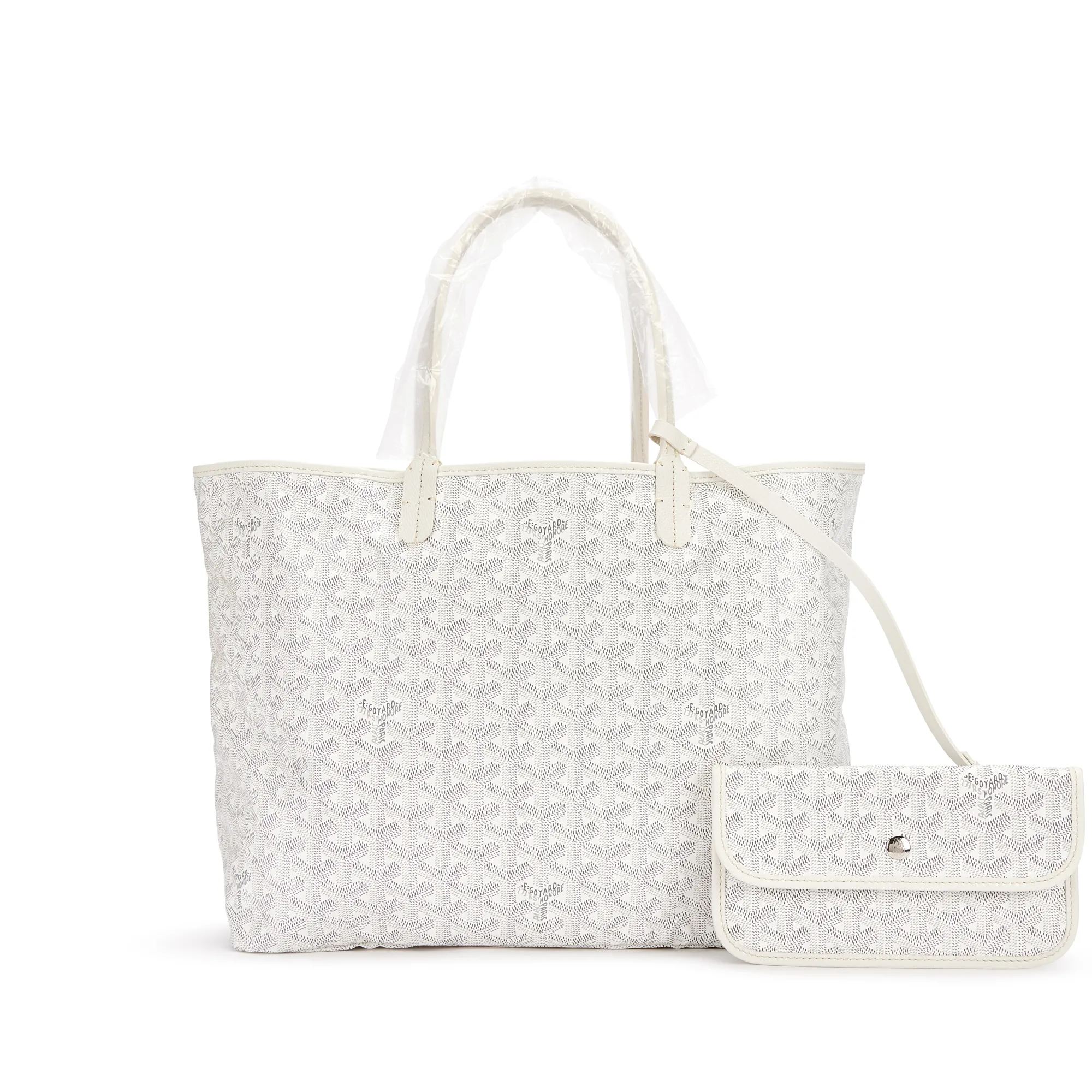 Goyard White Goyardine Canvas and Chevroches Calfskin Saint Louis PM Tote