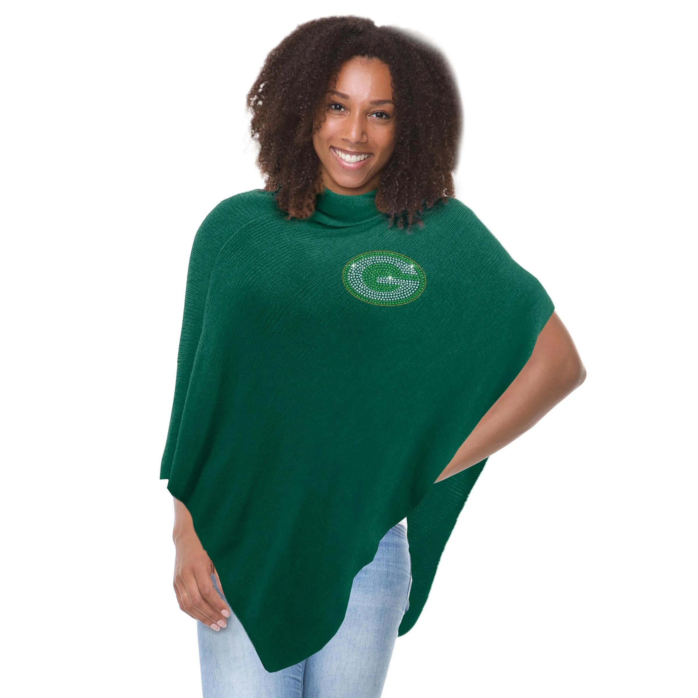 Green Bay Packers Green Crystal Knit Poncho