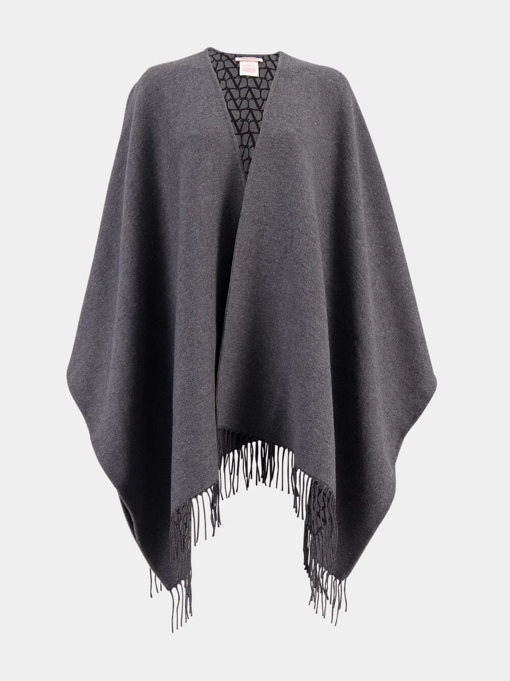 Grey Double Wool Toile Iconographe Poncho