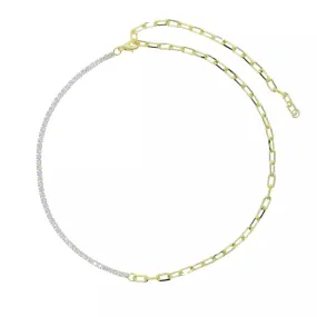 Half Tennis Half Paperclip Necklace