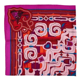 Hermès Fuchsia, Vieux Rose, and Rouge H, Espirit Ainou Cashmere and Silk Shawl 140