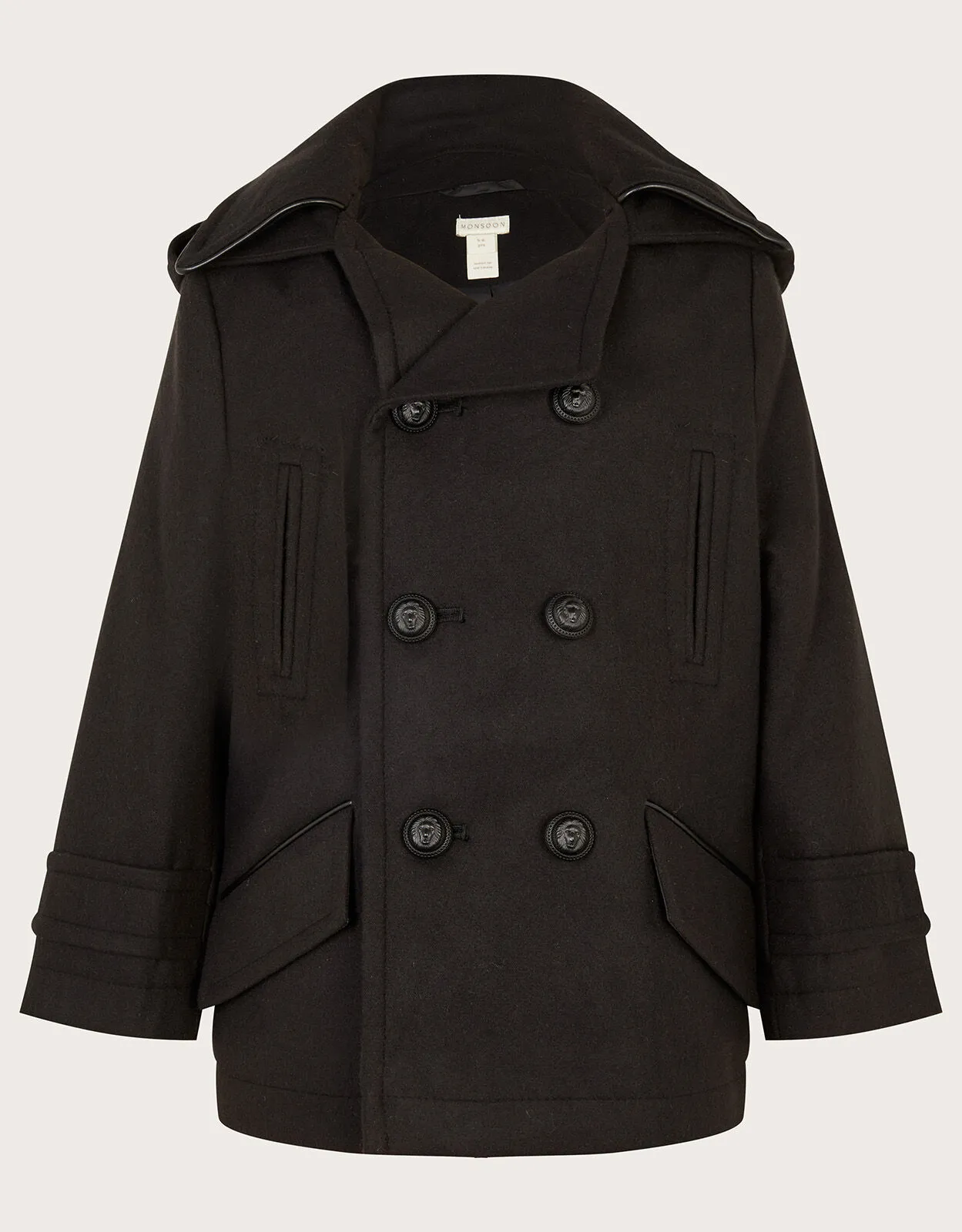 Hooded Peacoat Black