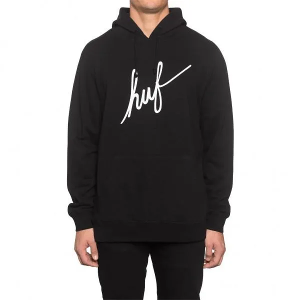 HUF DEMI SCRIPT PULLOVER HOOD // BLACK