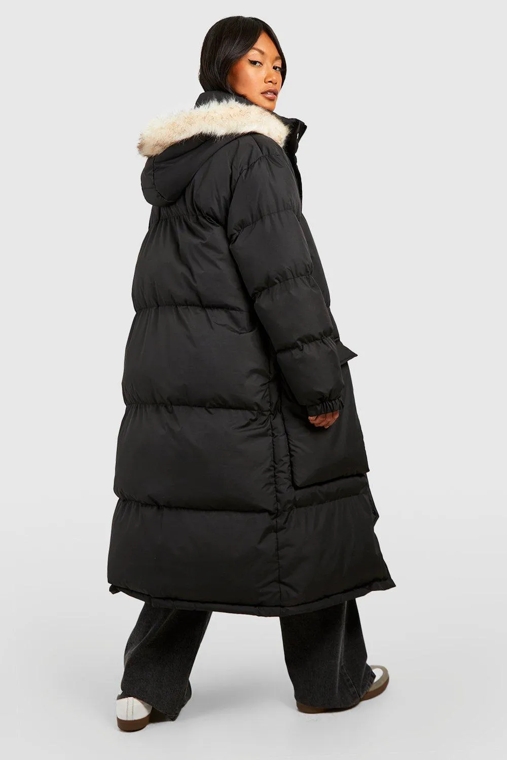 Jackets & Coats | Faux Fur Hood Longline Parka | boohoo