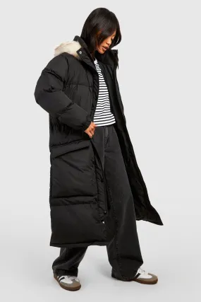 Jackets & Coats | Faux Fur Hood Longline Parka | boohoo