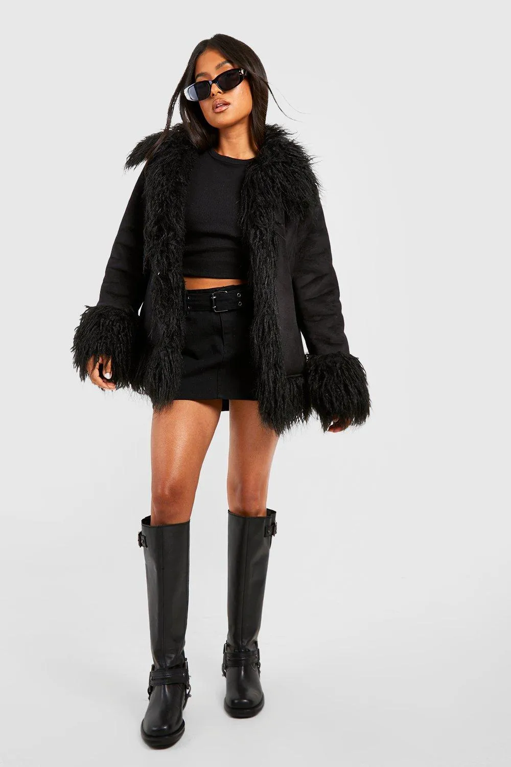 Jackets & Coats | Petite Faux Fur Suede Coat | boohoo