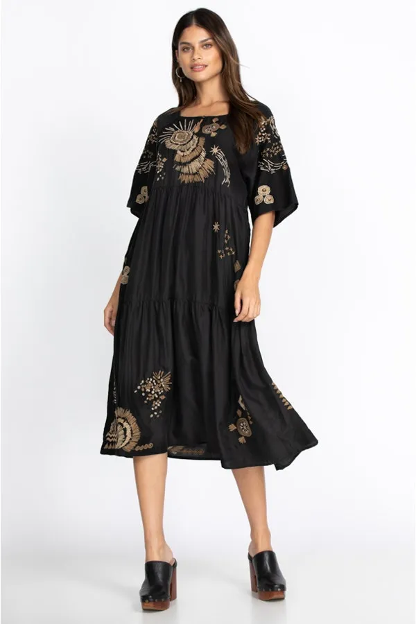 Johnny Was Antonia Raglan Tiered Silk Dress