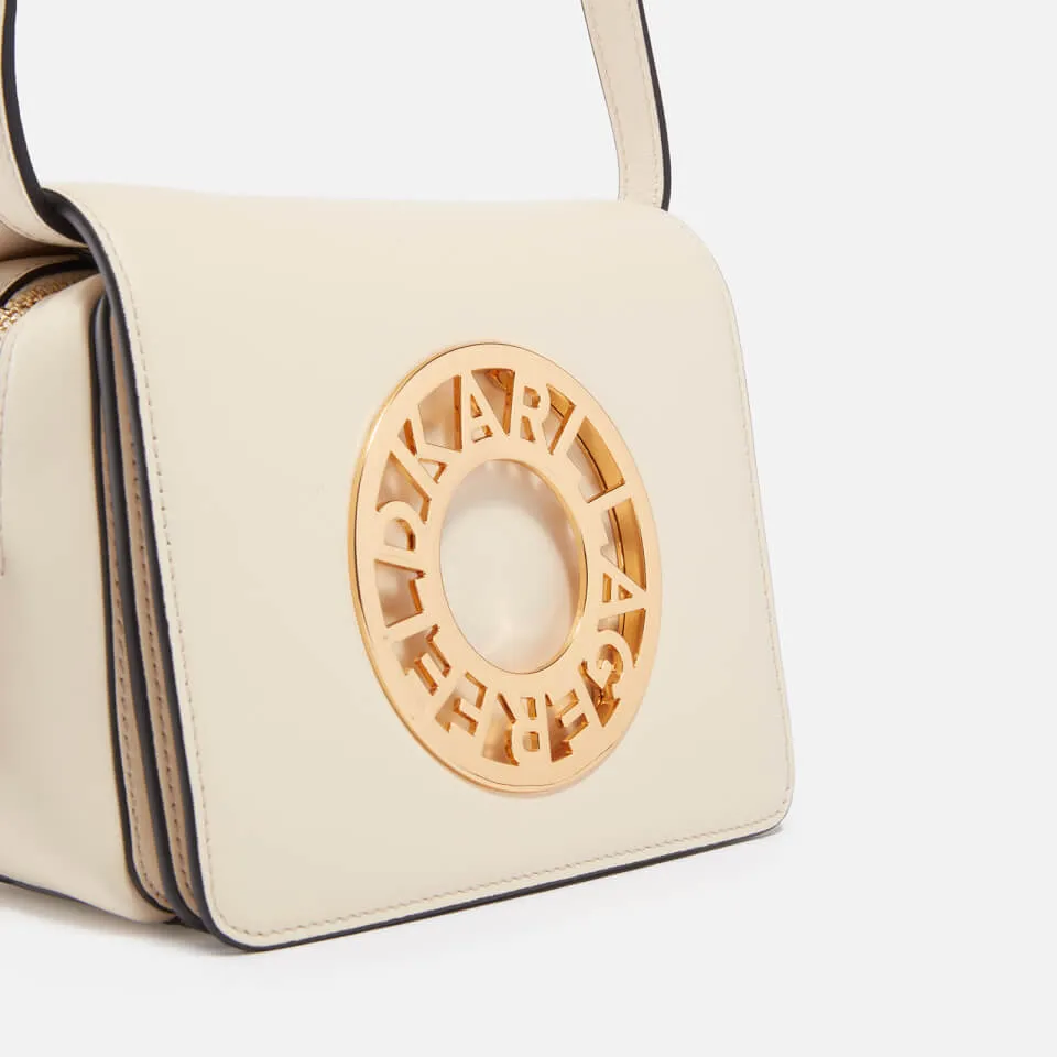 Karl Lagerfeld Disk Logo Leather Crossbody Bag