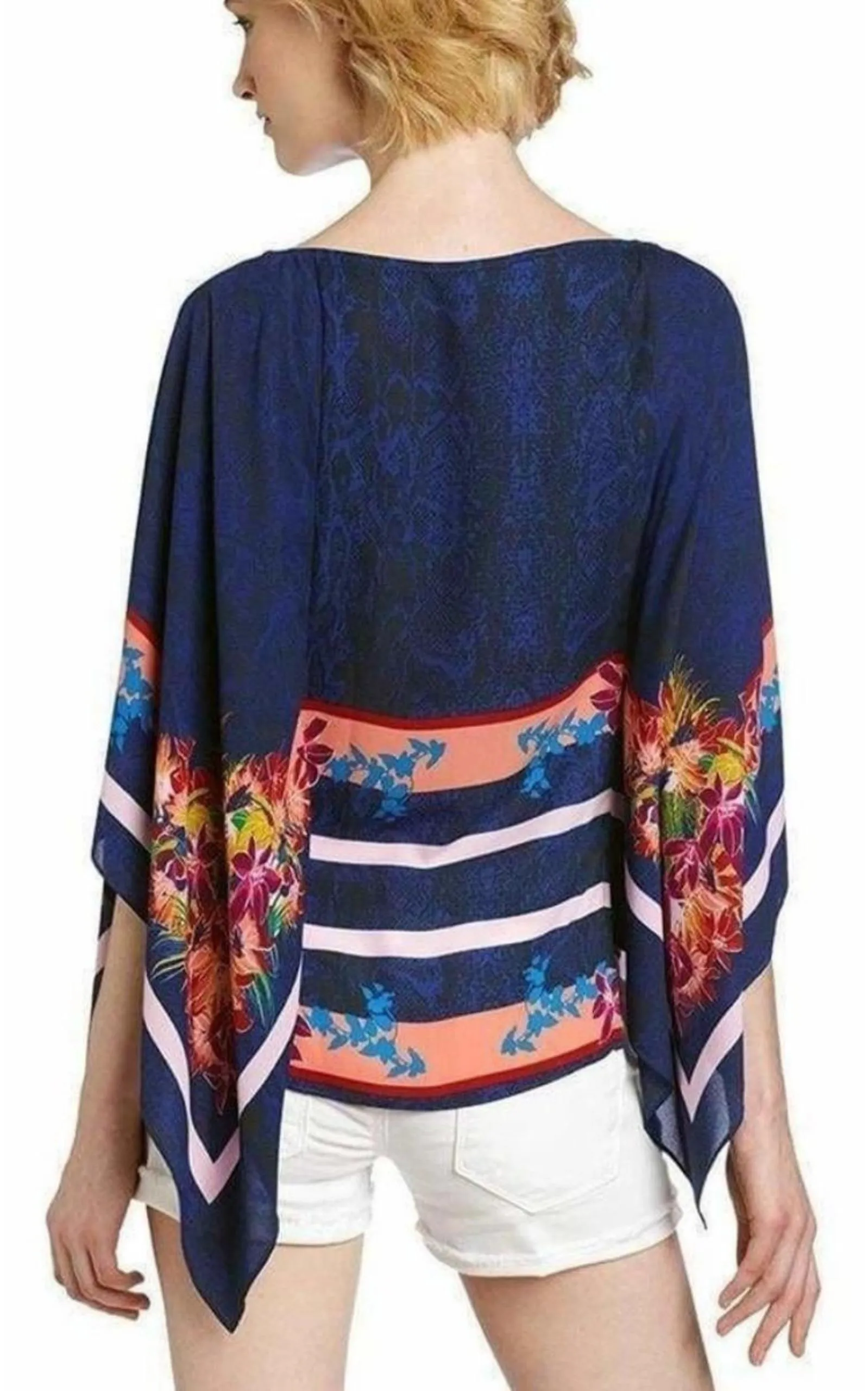 Kei Scarf Print Poncho Top