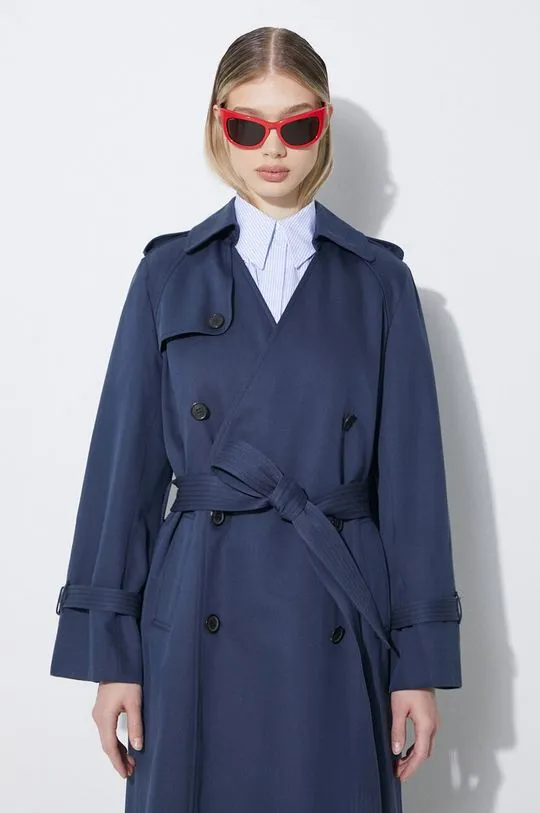 Kenzo trench coat Solid Elongated Kimono Trench women’s navy blue color FE52MA0729OV.77