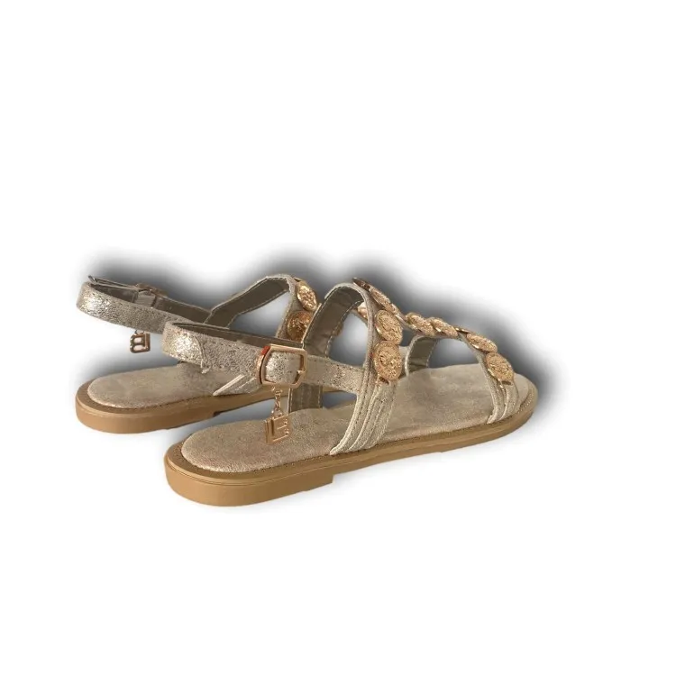 Laura Biagiotti 7535 Sandali Donna Flat Gioiello Oro con Inserti