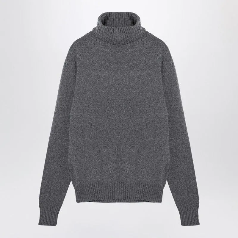 LIGHT GREY CASHMERE TURTLENECK JUMPER