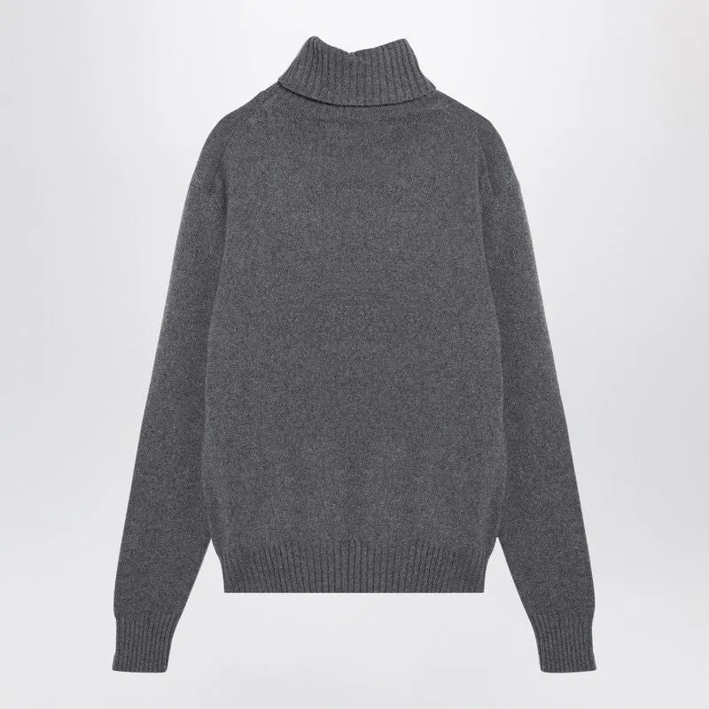 LIGHT GREY CASHMERE TURTLENECK JUMPER