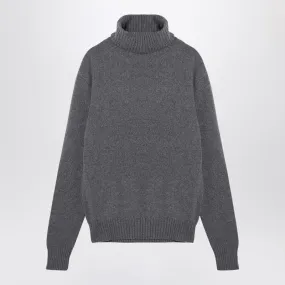 LIGHT GREY CASHMERE TURTLENECK JUMPER