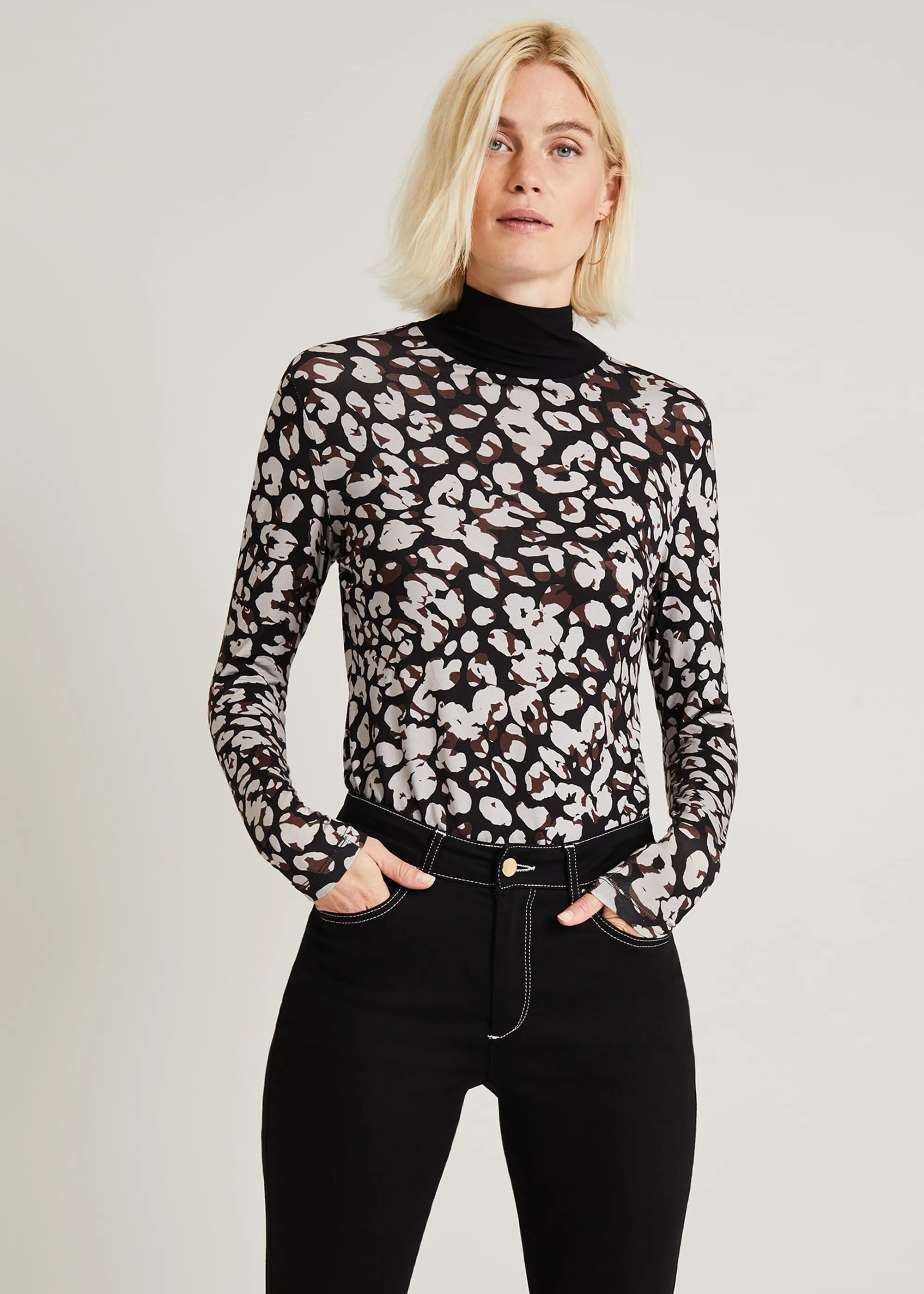 Lina Print Turtleneck Top