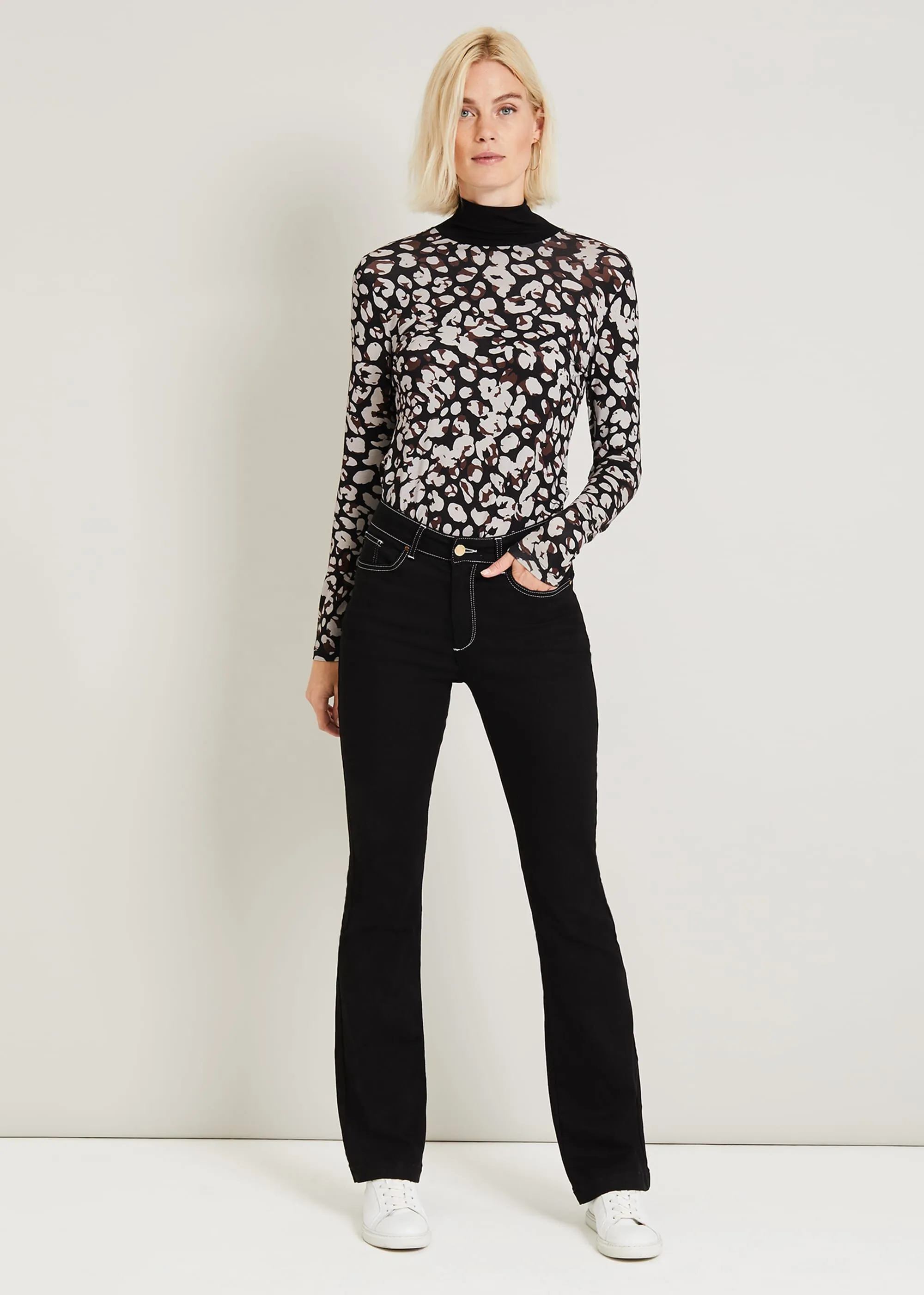 Lina Print Turtleneck Top