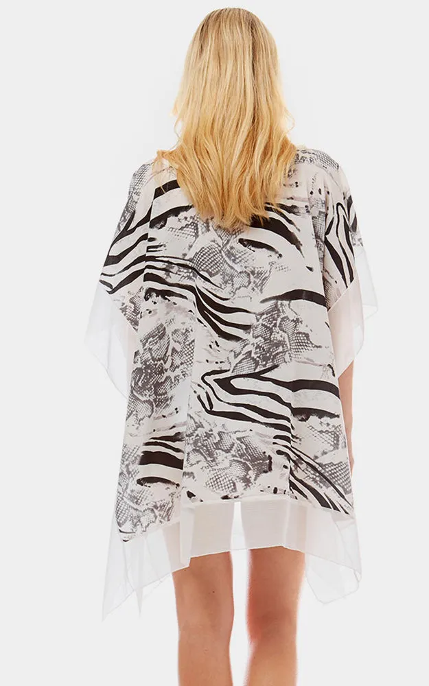 LOF1032 Zebra and Snake skin Print Cover-up Poncho