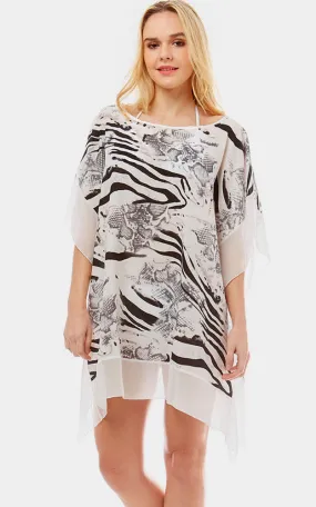 LOF1032 Zebra and Snake skin Print Cover-up Poncho