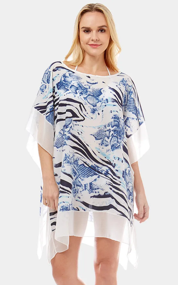 LOF1032 Zebra and Snake skin Print Cover-up Poncho