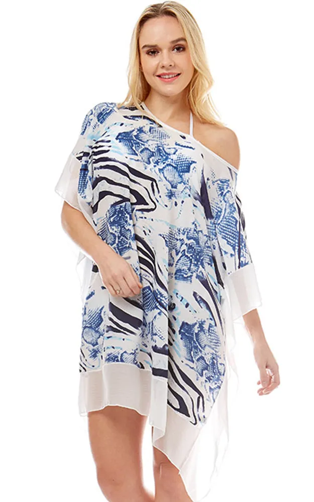 LOF1032 Zebra and Snake skin Print Cover-up Poncho