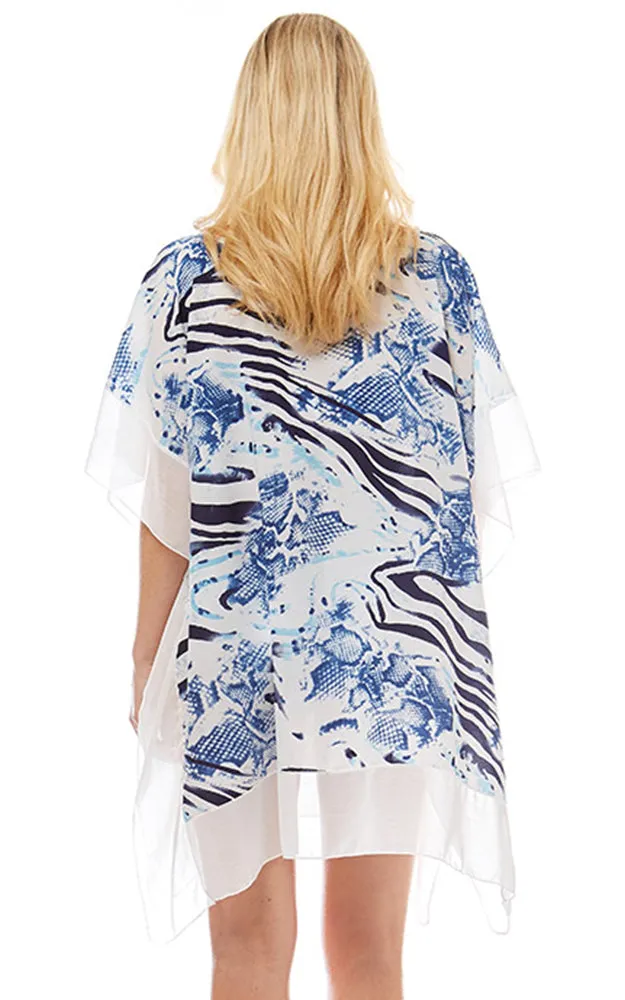 LOF1032 Zebra and Snake skin Print Cover-up Poncho