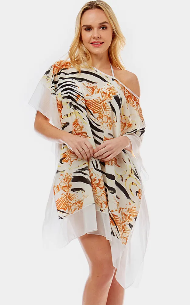 LOF1032 Zebra and Snake skin Print Cover-up Poncho