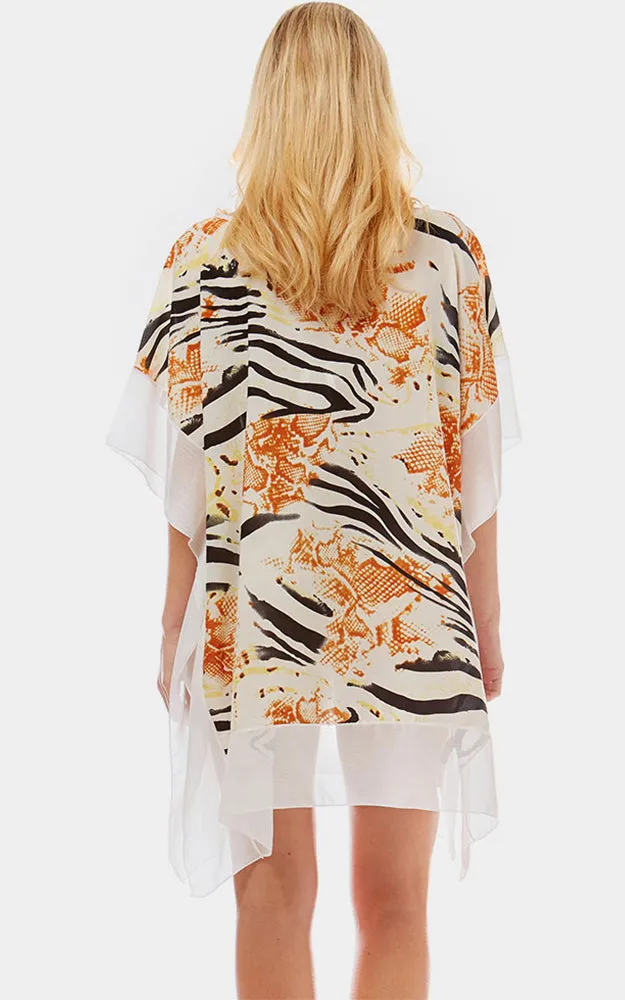 LOF1032 Zebra and Snake skin Print Cover-up Poncho