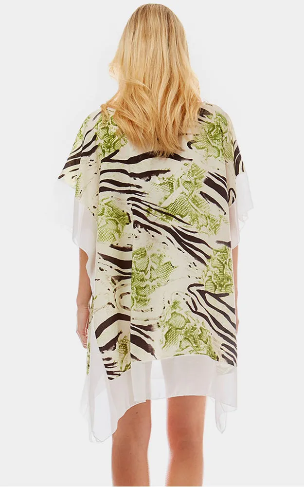 LOF1032 Zebra and Snake skin Print Cover-up Poncho