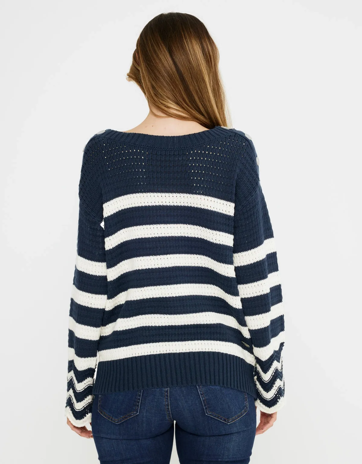 Long Sleeve Striped Pullover - Lenu