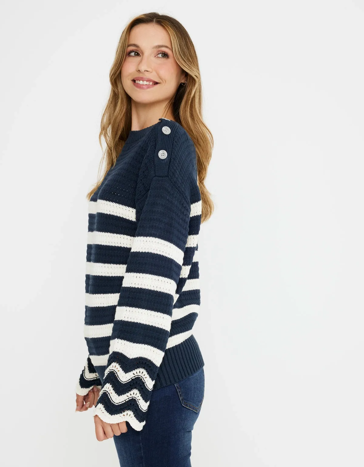 Long Sleeve Striped Pullover - Lenu